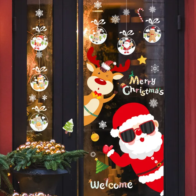 Christmas Santa Claus StickeGlitter Foam Stickers Winter Snowflake Merry  Christmas Gift For Home Decor New Year Stickers 2022 - AliExpress