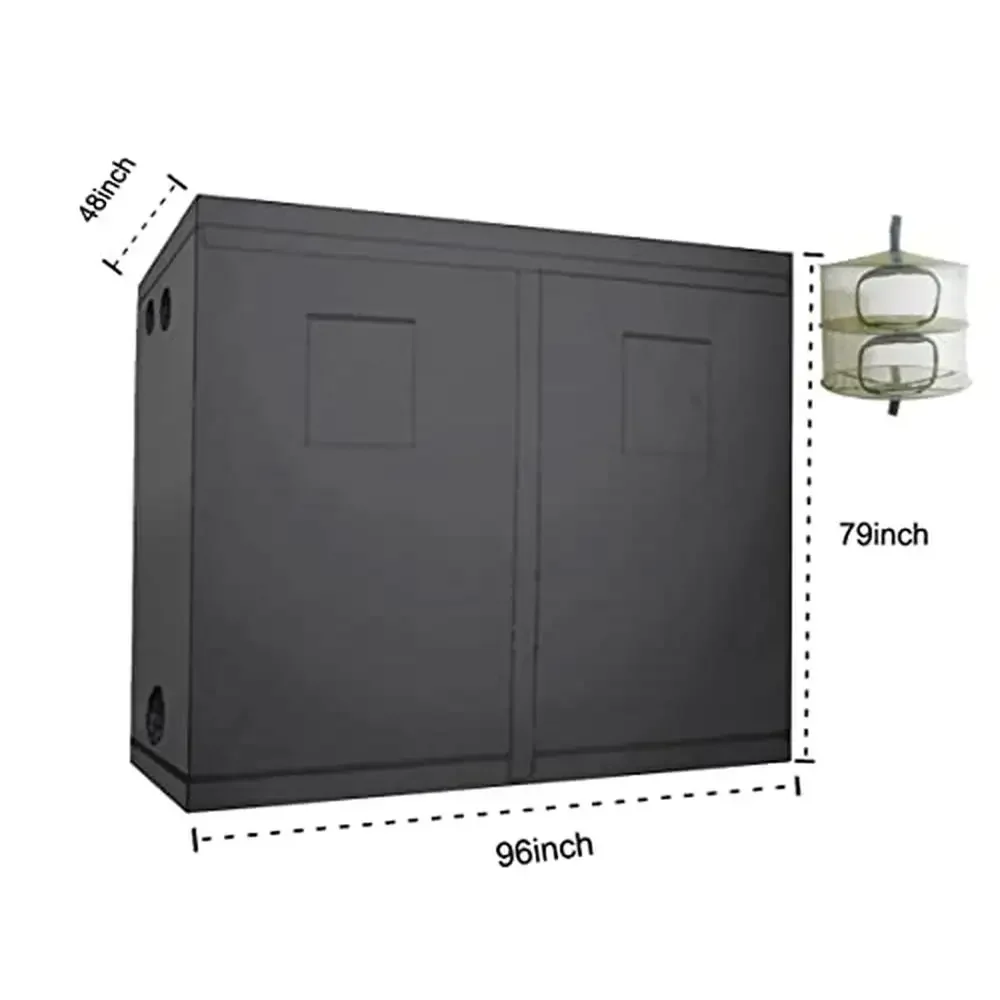 Indoor Grow Tent Black 48''x48''x79'' 600D Diamond Mylar 16mm Metal Poles Waterproof Floor Hanging Dry Rack Ventilation Ports