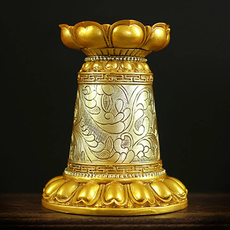 Exquisite Resin Lotus Hand Spinning Sutra Wheel Base Inlaid with Esoteric Practice Tools for Tibet