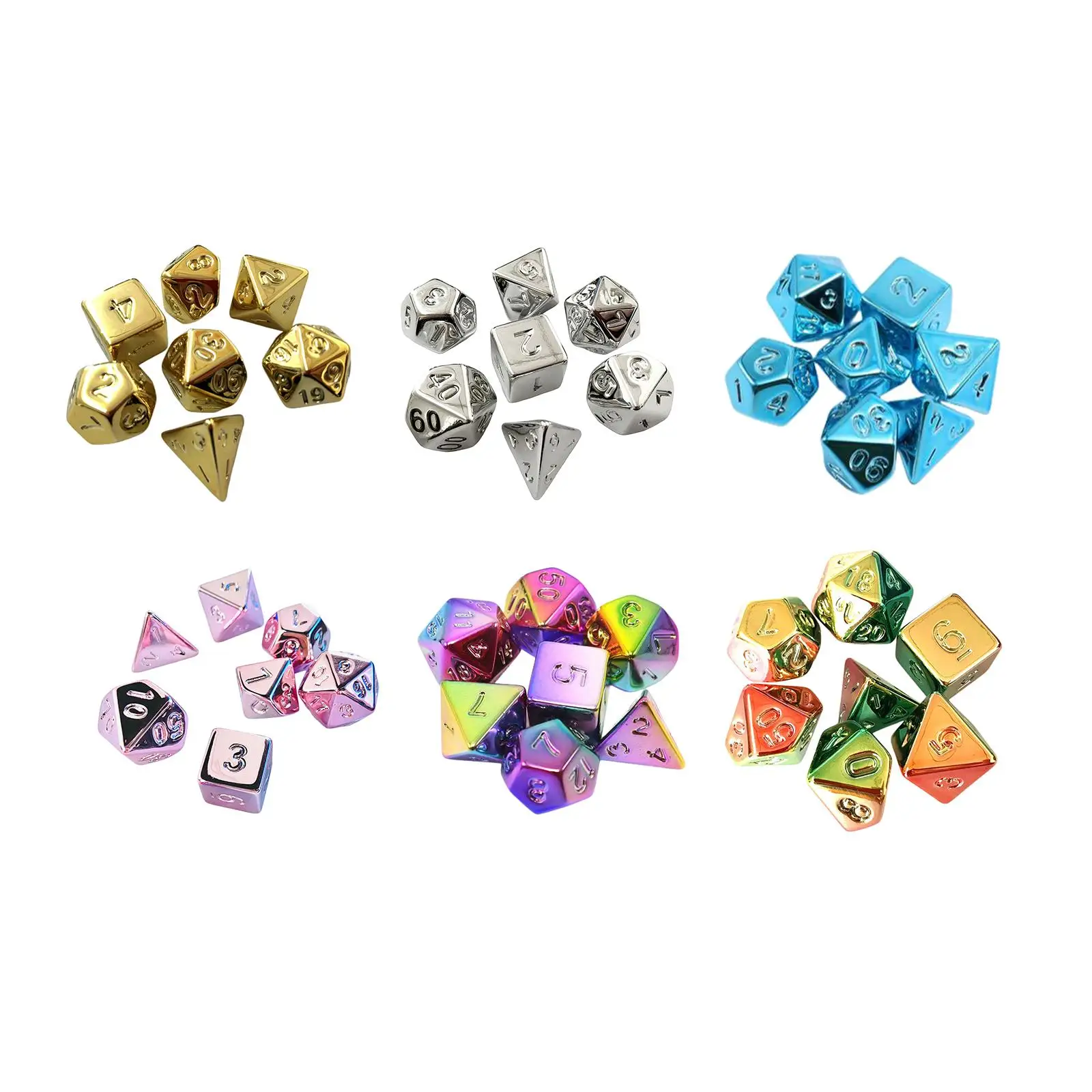 

7Pcs Acrylic Dices Party Favors D4 D8 D10 D12 D20 Polyhedral Dices Set Game Dices for Role Playing Game Board Games Party Game