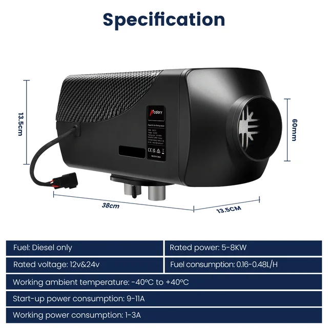 Hcalory 5-8KW Auto Heizung Air Diesel Heizung 12V-24V Universal