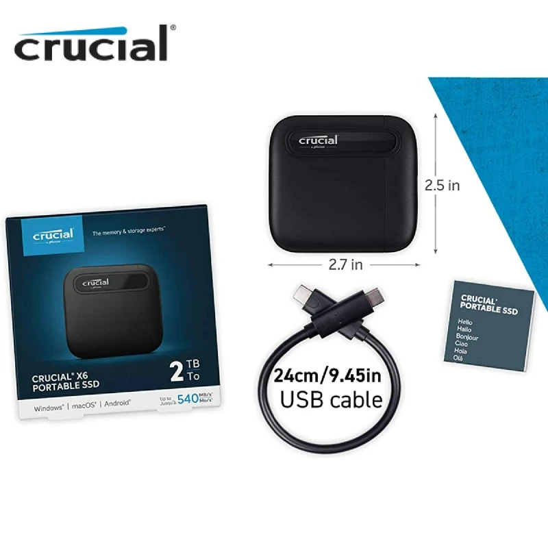 Crucial X8 4To SSD Portable - Jusqu'à 1050Mo, s …