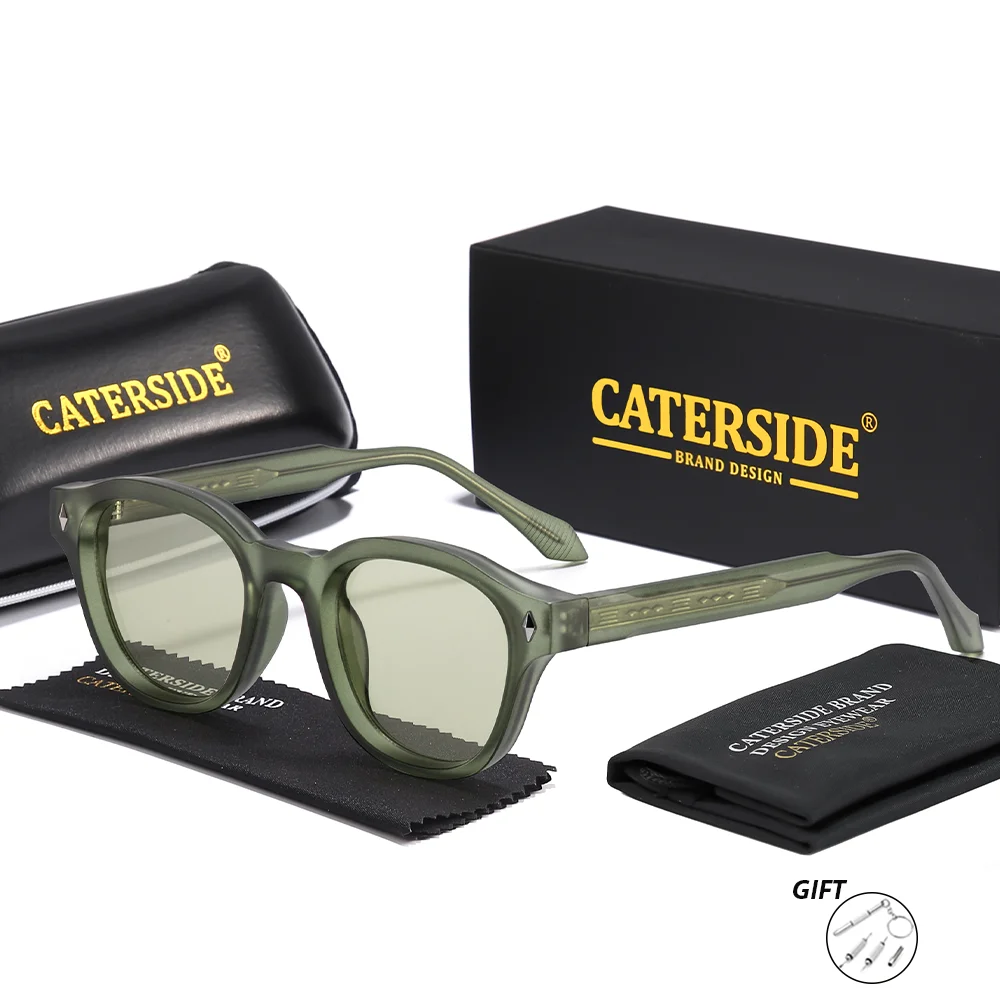 CATERSIDE Unisex Outdoor Optische Sonnenbrille Runde Linse Korrektionsbrille Retro Vielseitig Urlaub Ideales Geschenk Brille UV400 – Detail 7