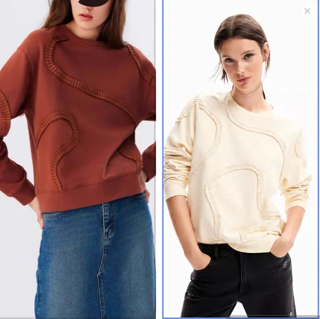 

Международная торговля оригинальная одноместная испанская неравномерная новая плиссированная декоративная толстовка с круглым вырезом и длинным рукавом