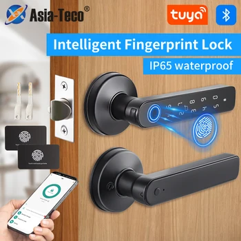 M5 Tuya BLE Fingerprint Door Lock Smart Digital Electronic Lock with Password/Key/IC Card(Optional)/ Smartlife/ Tuya APP Unlock 1