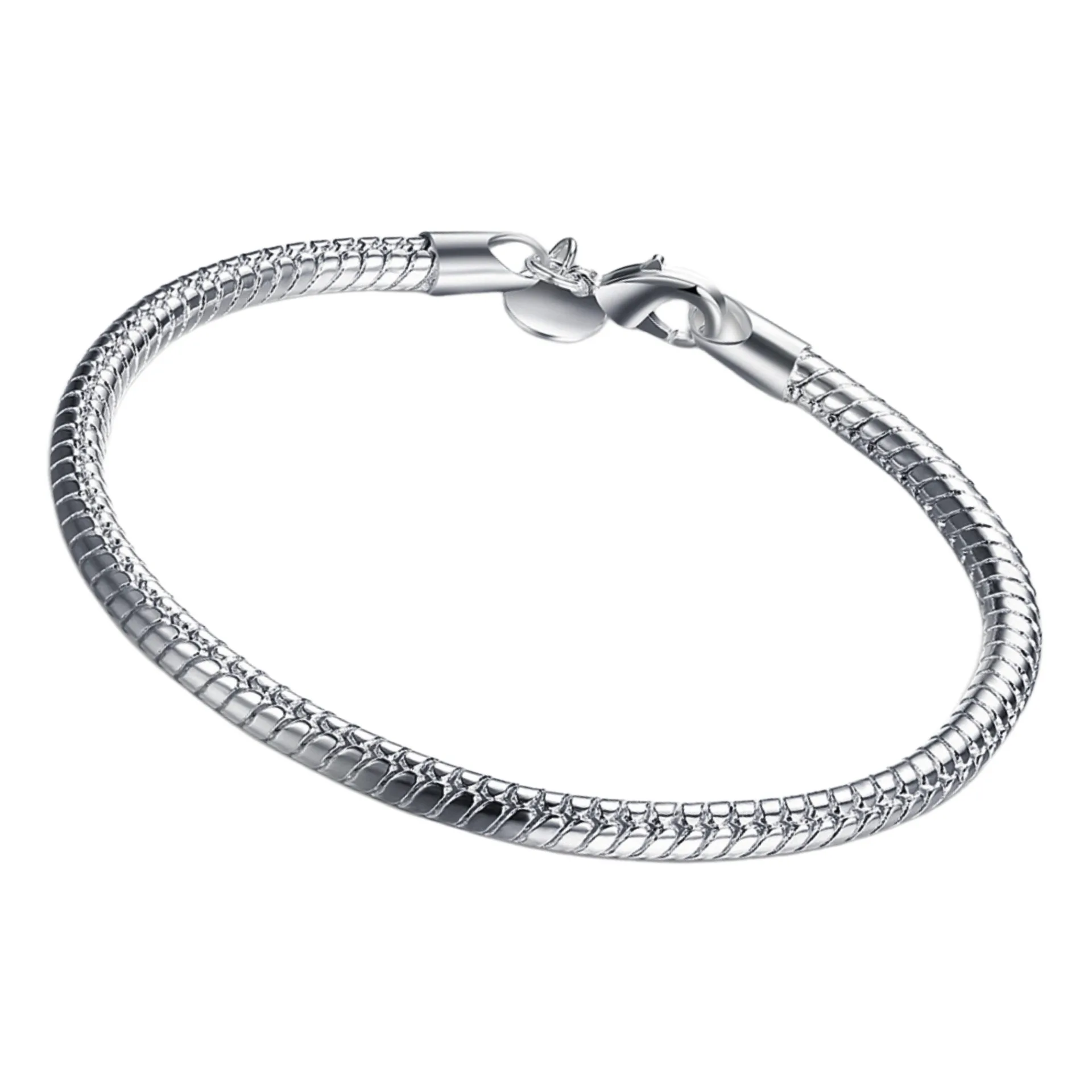 

925 Sterling Silver 3MM Snake Chain Bracelet for Women Men Charm Fashion Jewelry