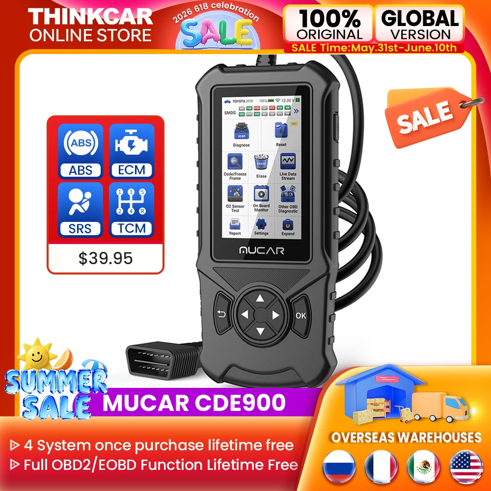 MUCAR CDE900 Auto OBD2 Scanner Car Diagnostic Tool With ABS SRS TCM Engine System Lifetime Free Upgrade Clean Error Code Reader