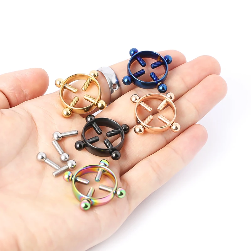 1 Pair Stainless Steel Round Non Piercing Nipple Ring Shield Body