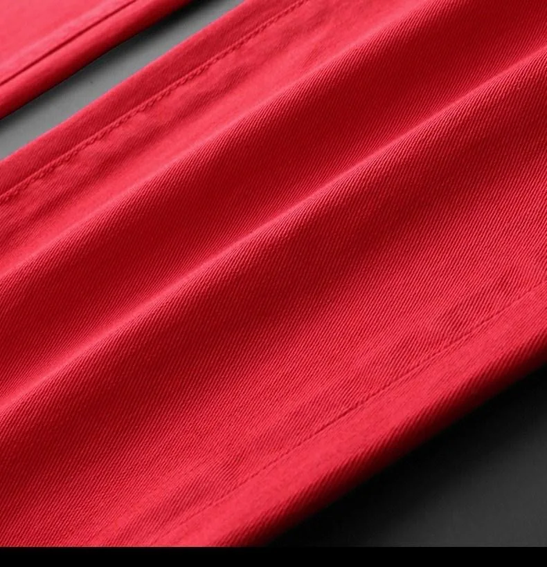 Unisex Michael Jackson Street Thriller Red Pants Modern Dance Jeans Trousers Cosplay MJ Stage Performance Costume Halloween