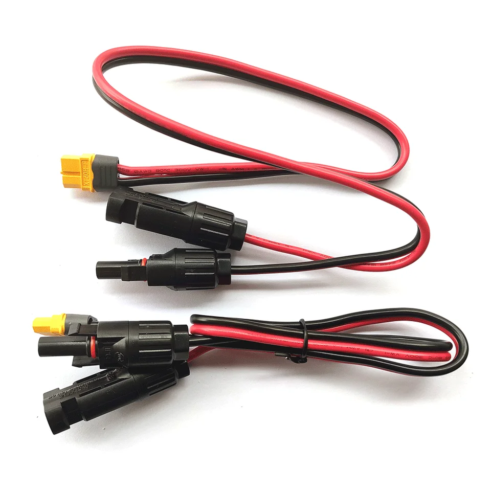 Câble Adaptateur Solaire XT60 60 Cm 12AWG IP68 - Pour Connecter Panneaux Solaires à Station D'énergie Portable - Étanche Et Résistant
