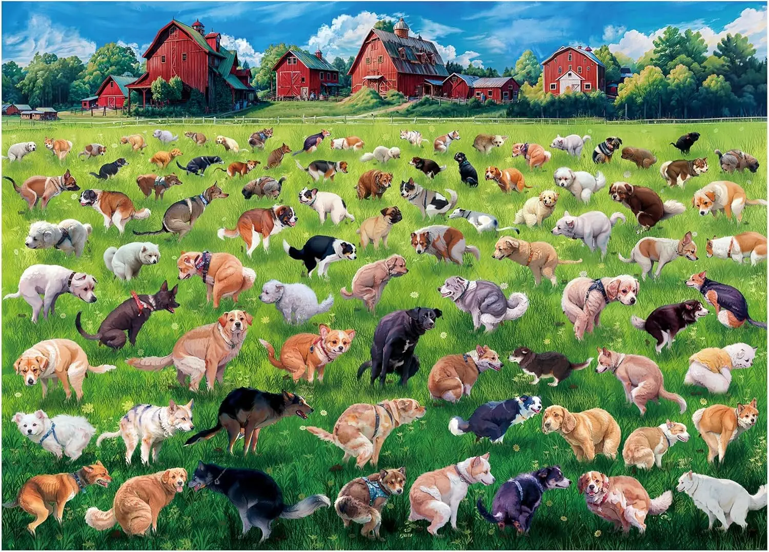 Adult Dog Pooping Jigsaw Puzzle 300/500/1000 Pieces Stress Relief Entertainment Toys Cartoon Paper Puzzles Christmas Gift