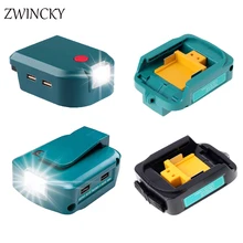  ZWINCKY for Makita 14.4V/18V Lithium-Ion Battery Adapter Power Source Batteries Charger with Dual USB Ports LED Light 