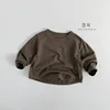 2025 Spring New Children Long Sleeve T Shirts Solid Color Boys Simple Casual Tees Baby Girls Bottoming Shirts Kids Clothes 5
