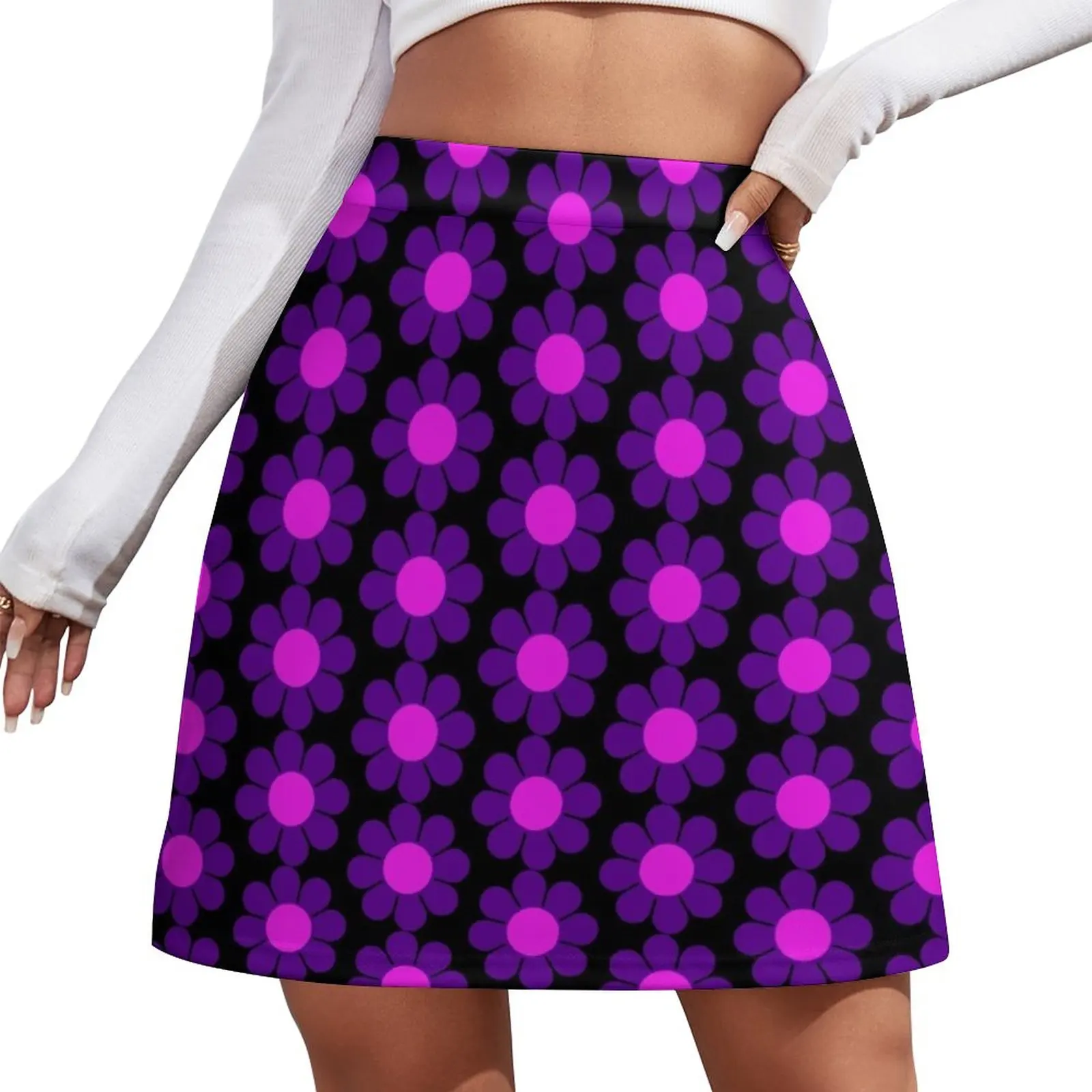 Purple Pink Hippy Flower Daisy Mini Skirt women's clothing trend 2023 girls skirt night club outfit кнопка жизни aimoto trend pink 8209922