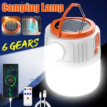 Solar Light Bulb Camping Solar LED Light USB Rechargeable 5Lighting Modes Tent Hanging Bulb for Outdoor Hiking Emergency Outage
