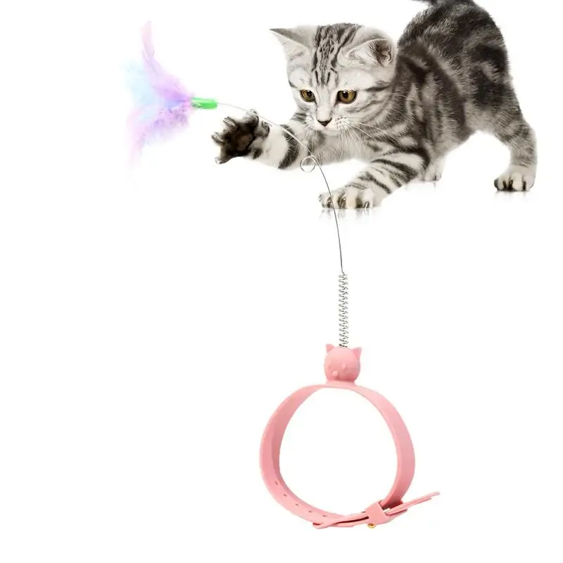 

Cat Stick Toy Creative Comfortable Cute Swing Spring Car Teaser Wand Toy with Feather for Indoor Cats Kittens home Pet Supplies