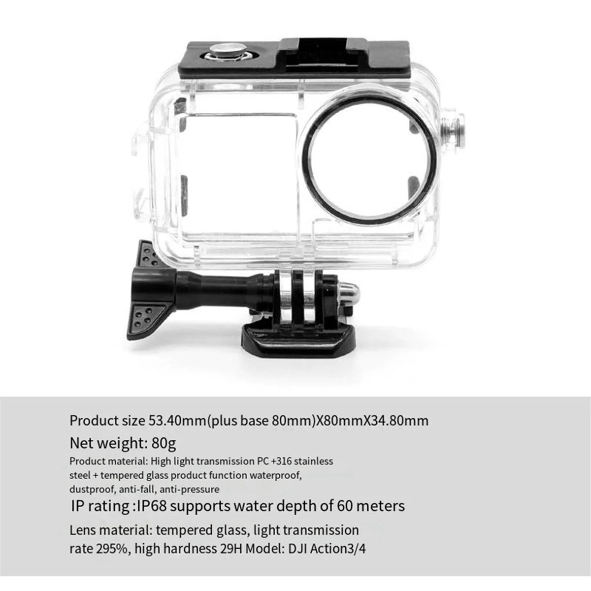 Hot sale For Action 3 Action 4 Camera Waterproof Case Diving 40M Depth Cold Shoe Opening Design