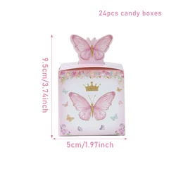 Elegant Purple & Pink Butterfly Candy Gift Boxes - Set of 24 - As picture (Deep Sapphire)