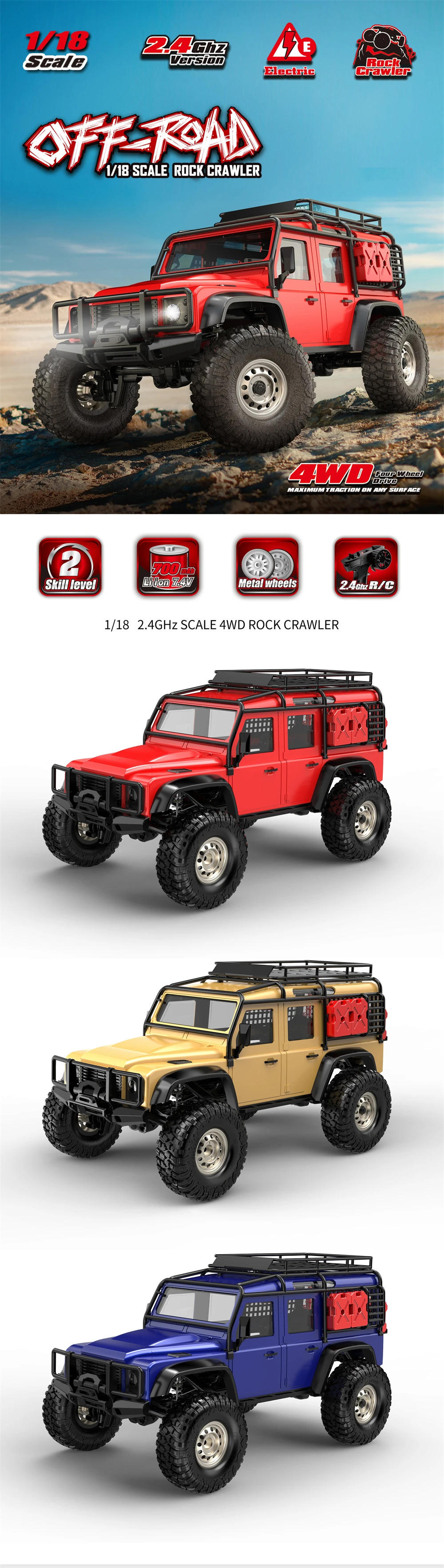 Remo Hobby 1893-SL RTR 1/18 2.4G 4WD RC Car Rock Crawler Trail