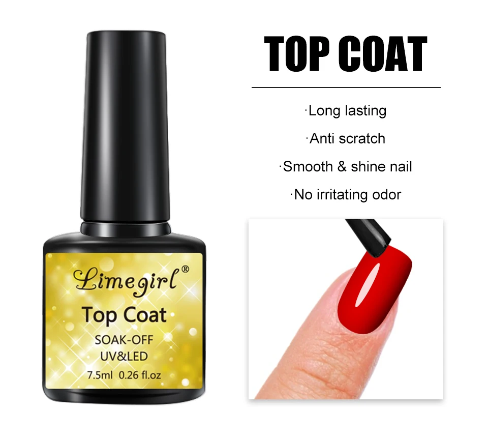 2/3/4 Piece Set Top Coat Base Coat and Base Coat UV/LED Semi-Permanent Clear Coat  Art Design Gel Nail Polish