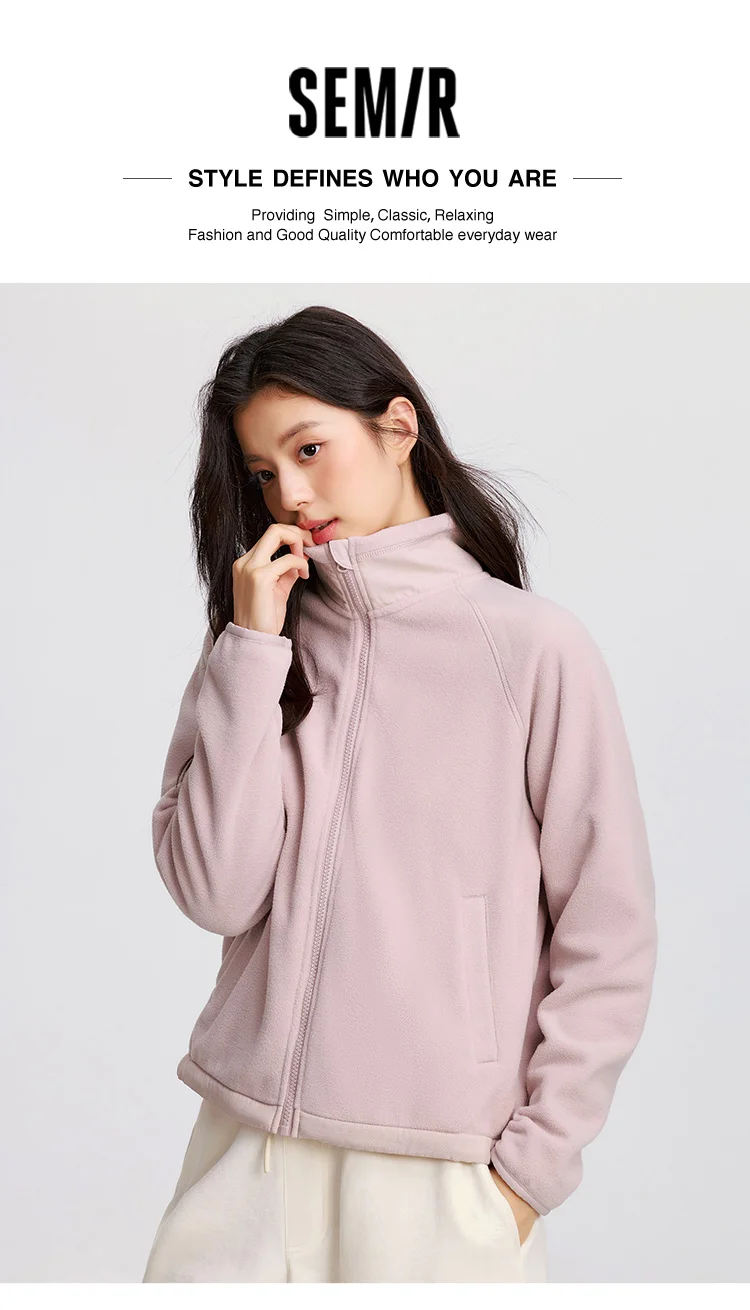 Coat Women Antistatic Polar Fleece Loose New Winter Stand-Up Collar Raglan Sleeve Jacket