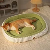 Flannel Dog Bed Autumn Winter Thickening Warmth Ellipse Dog Sofa Beds Bottom Detachable Soft Plush Pet Pad Dogs Accessories 2