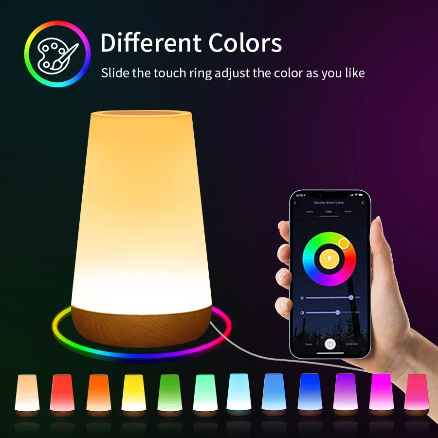 투야 와이파이 LED 스마트 무드등 디밍 터치 테이블 램프 RGB 테이블 침실등 음성 앱 제어 구글 홈 알렉사 스마트라이프