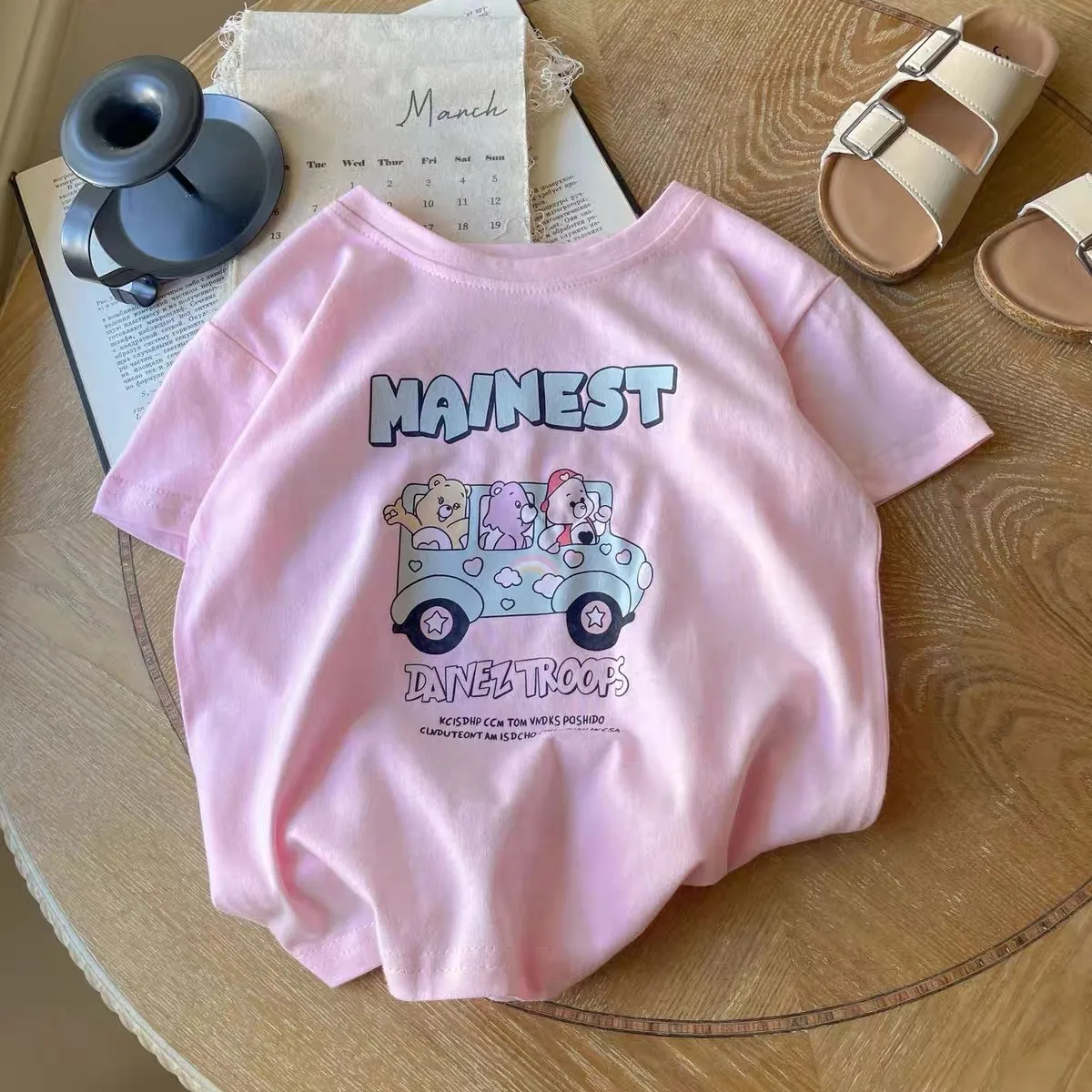Cute Little Bear Printing T-shirt New Baby Trendy Summer Costume Boys And Girls Cartoon Tees Baby Loose Thin Short-sleeved Tops 2