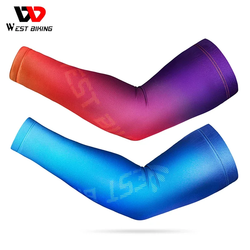

WEST BIKING Gradient Color Arm Sleeve Summer Cool Anti-UV Men Women Fitness Fishing Basketball Elastic Ice Silk Sunscreen Sleeve