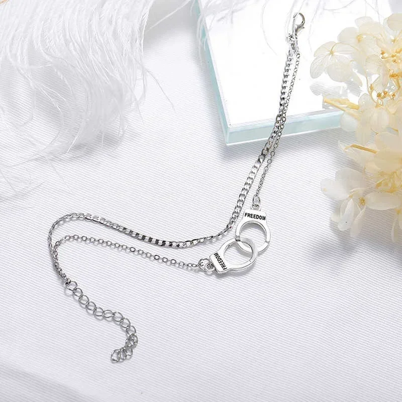 Delysia King Sexy Women Summer Handcuffs Anklet Trendy Double Layer Printing Freedom Ankle Chain