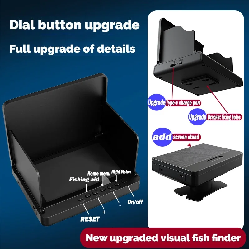 VZb100% IPX8 Waterproof UHD Fish Finder 5.0 Inch Underwater 220&deg; Fishing Camera 1080P IPS Screen 9 Hours Endurance Night Vision
