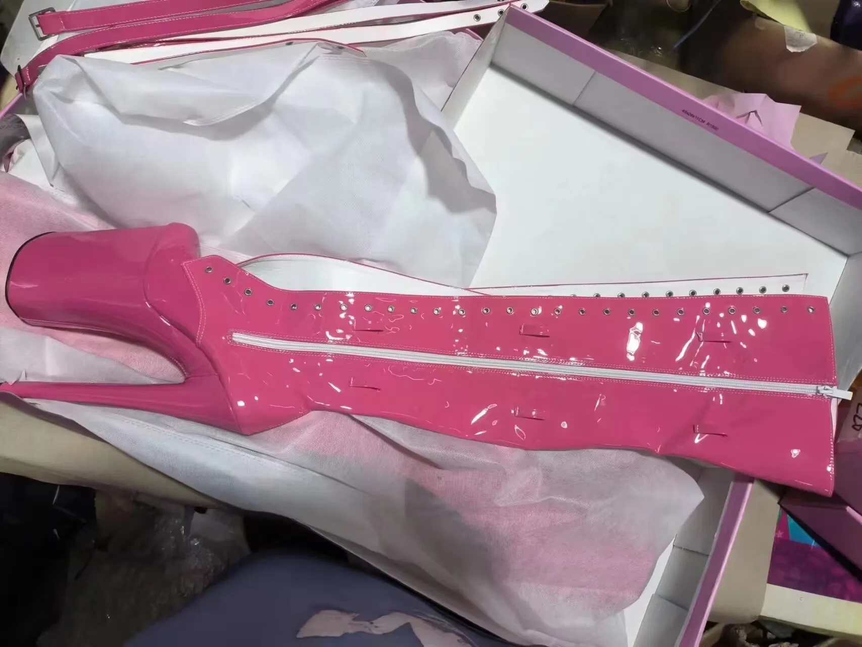 Gladiator with 26 cm heels, sexy club pole dancing boots, super high 10 inches, to the thigh, high boots