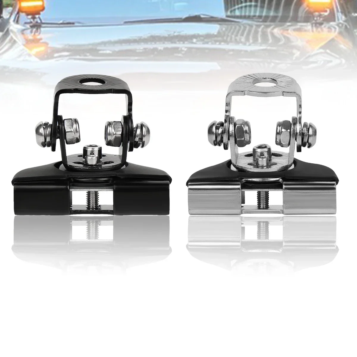Car Light Bracket 2pcs Stainless Steel Universal Car A-Pillar Hood LED Work Light Bracket Holder Clamp