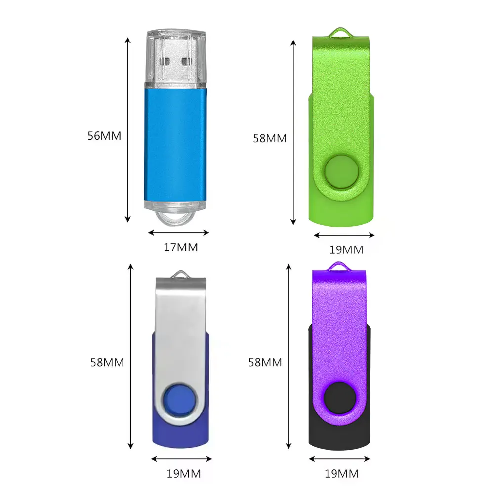 20개/세트 컬러 USB 플래시 드라이브 도매 2.0 1G 2G 4G 8G 16GB 메모리 스틱 펜드라이브 32GB 64GB USB 스틱 플래시 디스크 무료 레이저 각인