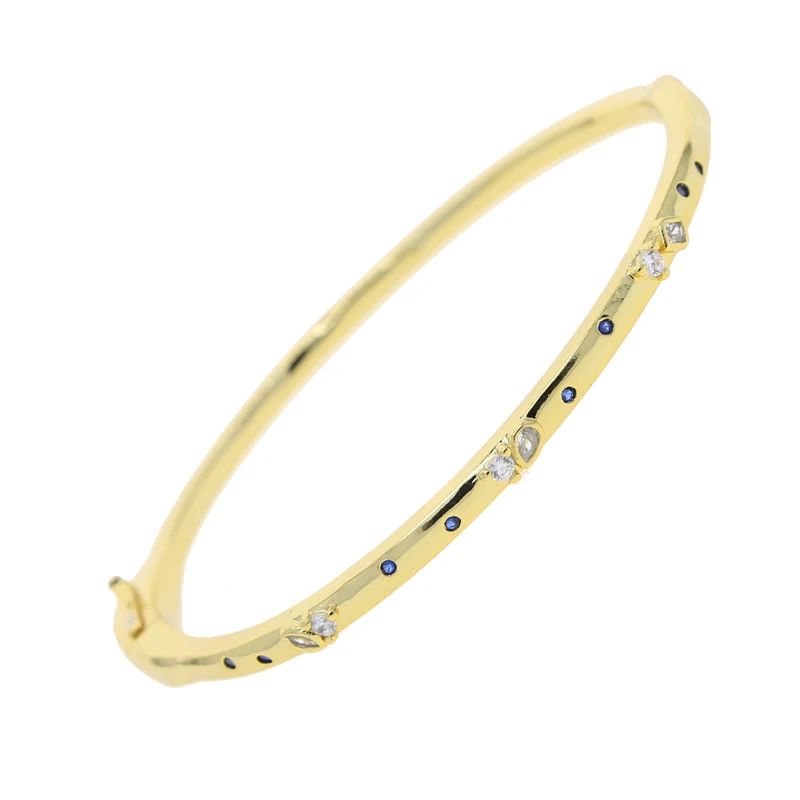 Gold Plated Fashion Women Jewelry Paved Geometric CZ White