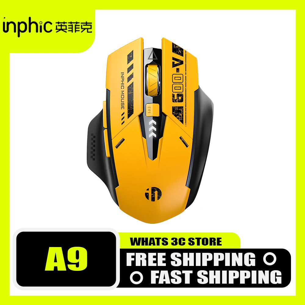 

Bluetooth-мышь Inphic A9 с тремя режимами, беспроводная эргономичная мышь Paw3212 для киберспорта, геймерская мышь, аксессуары для компьютера, для игр, подарки для мужчин