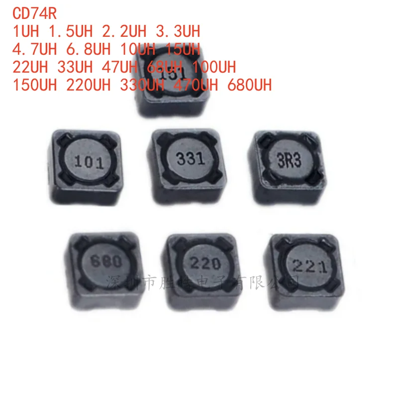 

(10PCS) CD74R Power Inductor 7*7*4mm 1UH/1.5/2.2/3.3UH/4.7/6.8/10/15/22/33/47UH/68/100/150/220/330/470/680UH Shielded Inductor