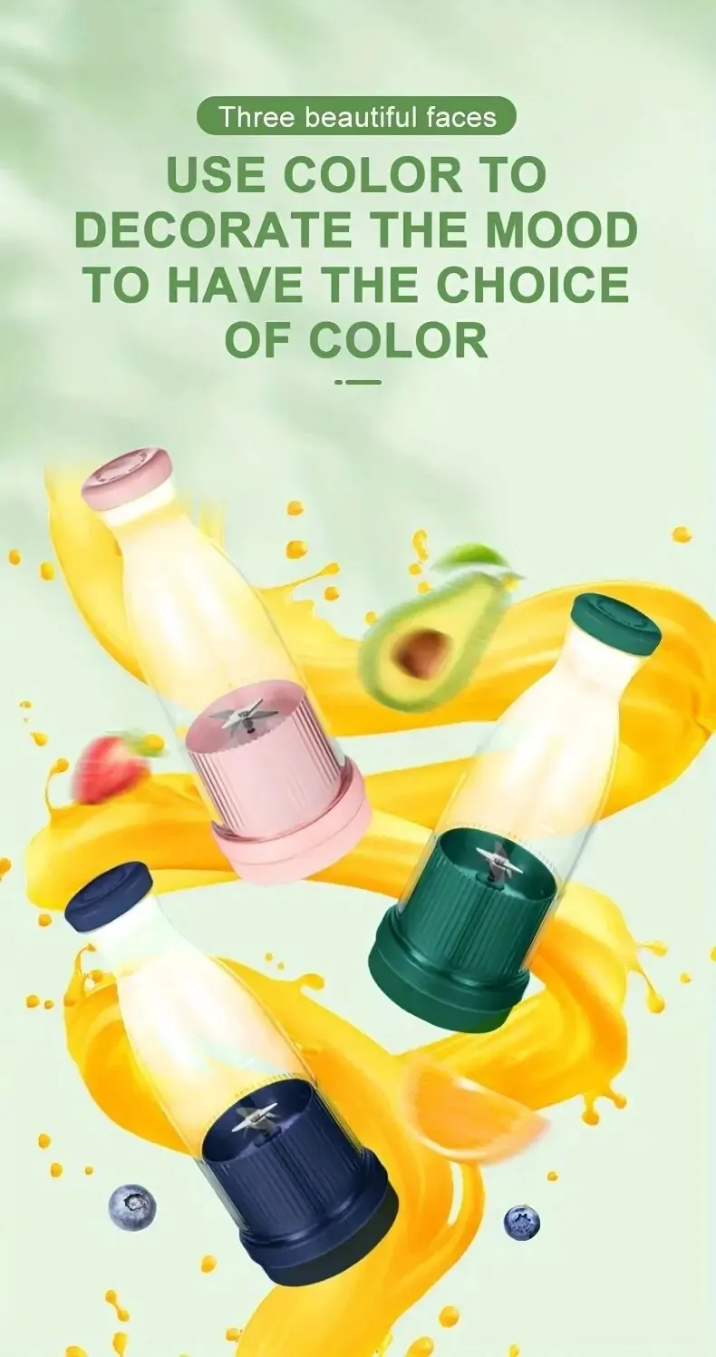 Description Picture 3 of itemElectric Juicer Cup 6 Blades Blender Milkshake Machine USB Portable Fruit Milk Mixing Tool Mini Fresh Juice Blender Sport Bottl