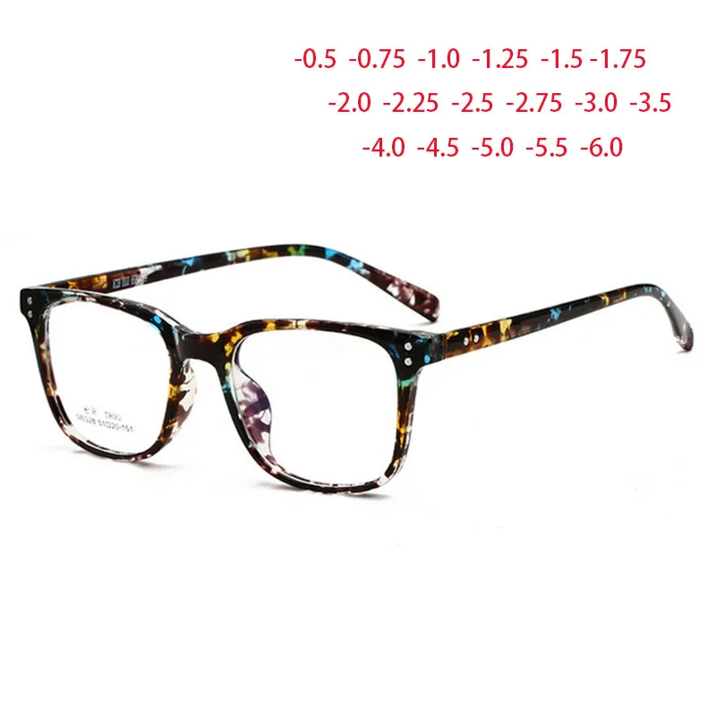 

Rivet Big Square Myopic Glasses Women Men TR90 Frame Minus Lens Prescription Spectacle Diopter 0 -0.5 -0.75 -1.0 To -6.0