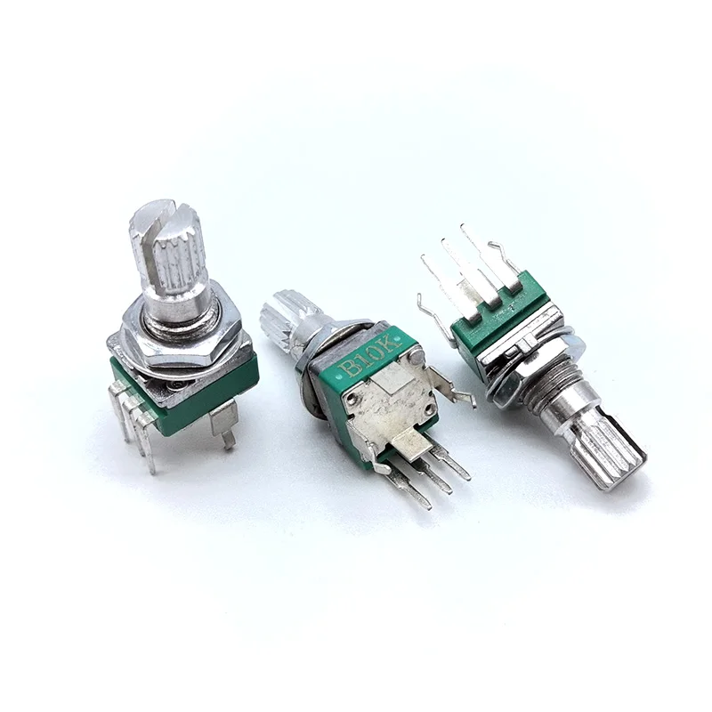 R097 Precision Potentiometer Vertical bent foot single channel B10K B100K plum shaft 15mm 2 pcs