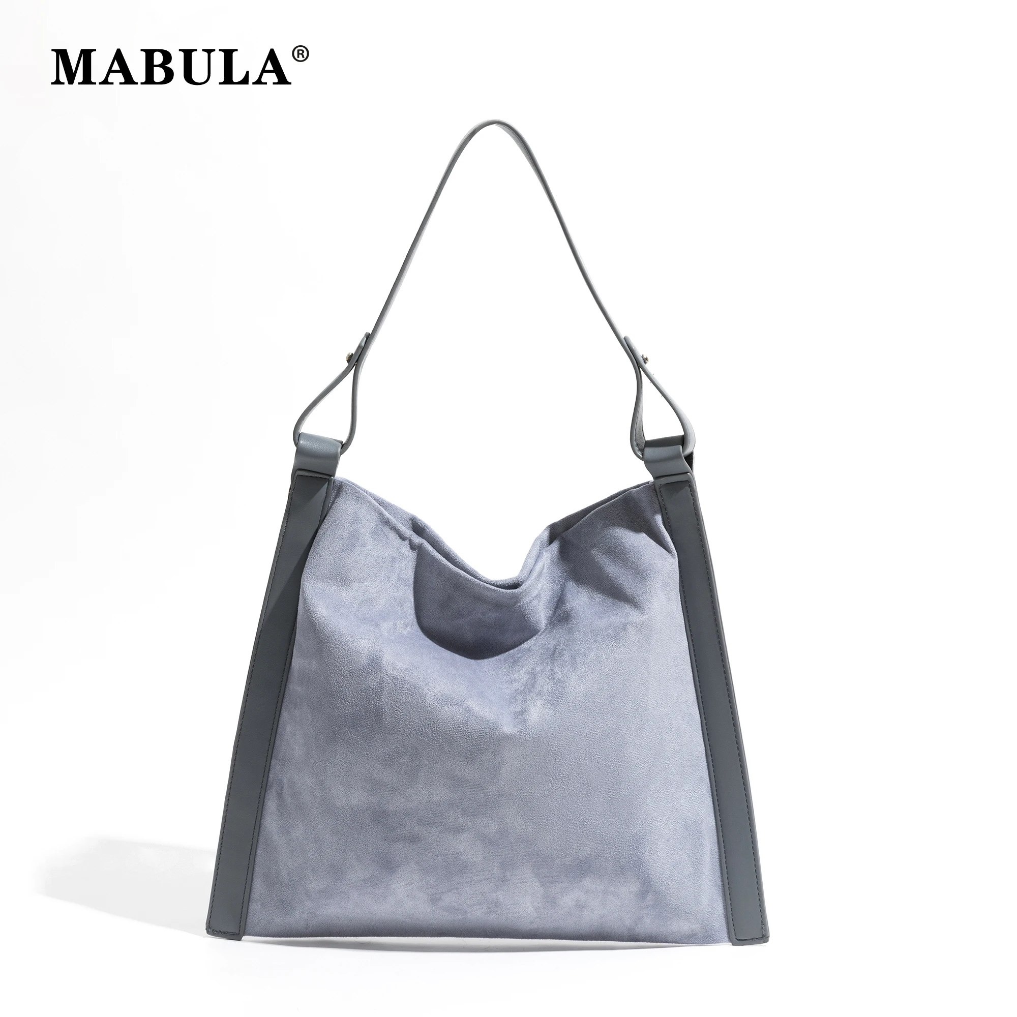 

MABULA Fashion Faux Suede Square Sling Bag for Women Soft Large Capacity Tote Shopping Purse Elegant Trend Lady Hobo Handbag