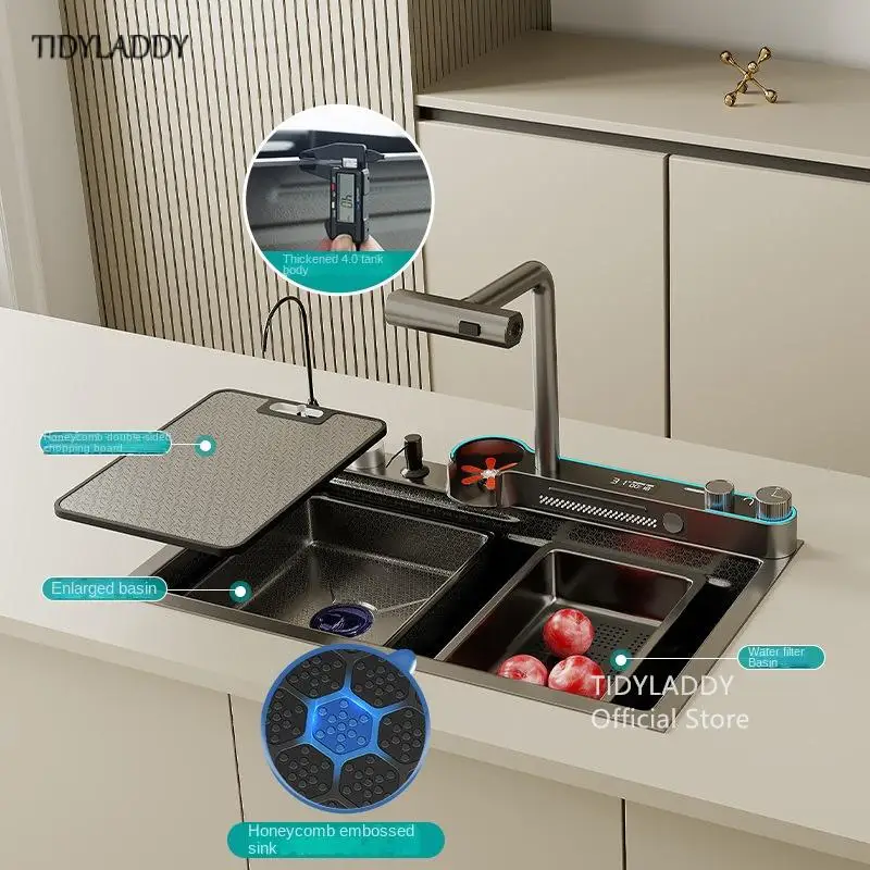 New Pull Out Waterfall Kitchen Sink Water Tap Kitchen Sink Multifunction Waterfall Kitchen Faucets Novel Kitchen Accessorie 2