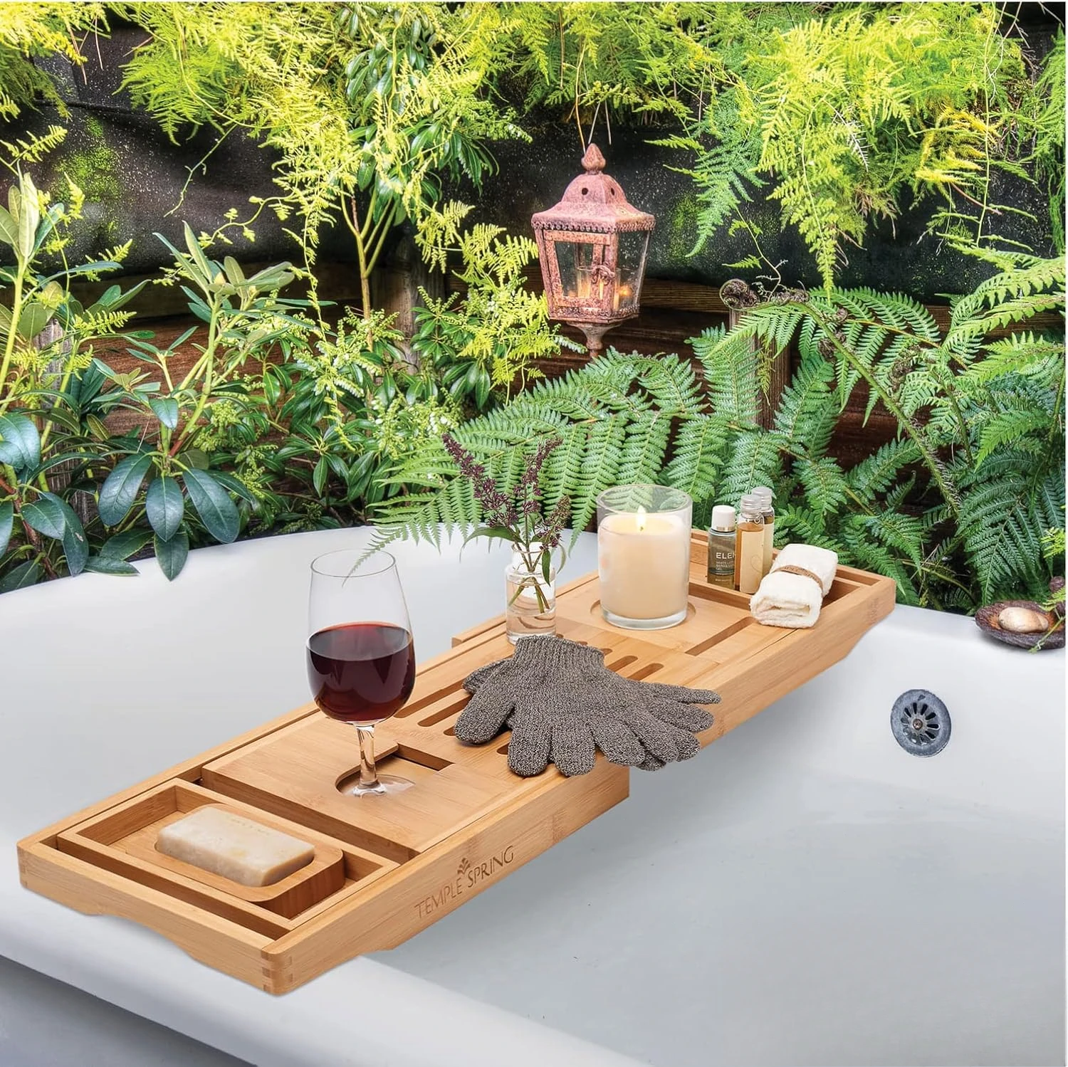Bathtub Tray, Bamboo Bathroom Accessories, Bath Tray for Tub, at Home Spa Essentials, Board for Tub Table, Bath