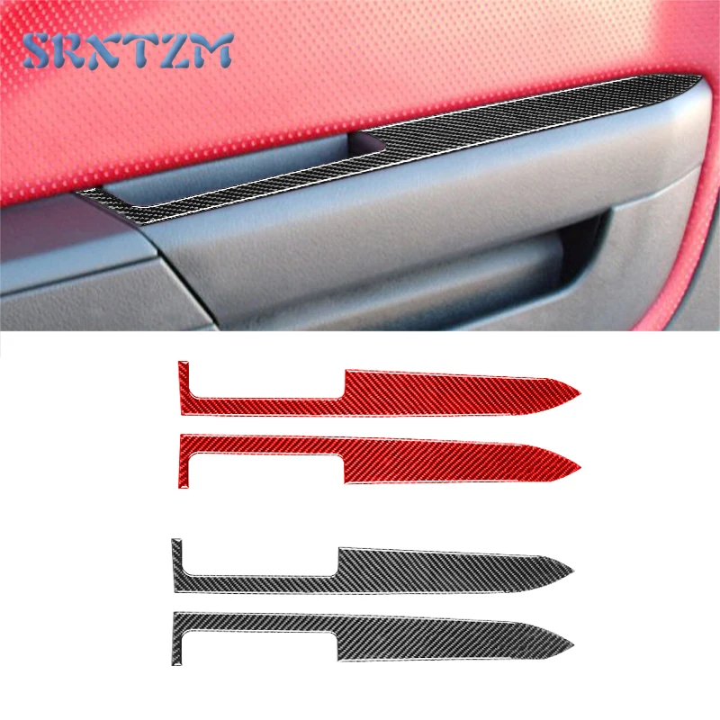 Real Carbon Fiber Car Interior Door Armrest Panel Trim Cover Inner Door Car Accessories For Ford Mustang 2005-2009