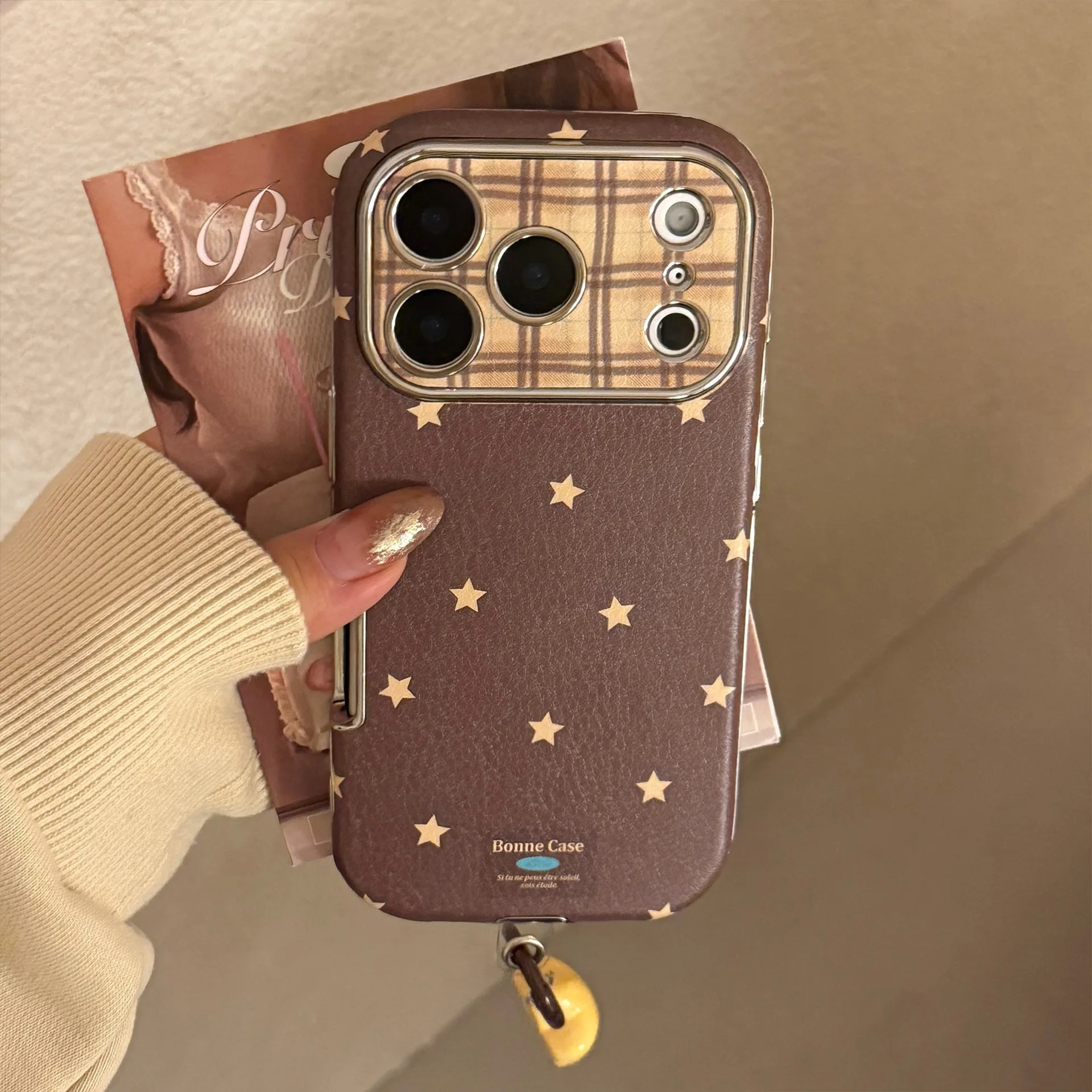 Korean Retro Stars Plating Leather Case image 3