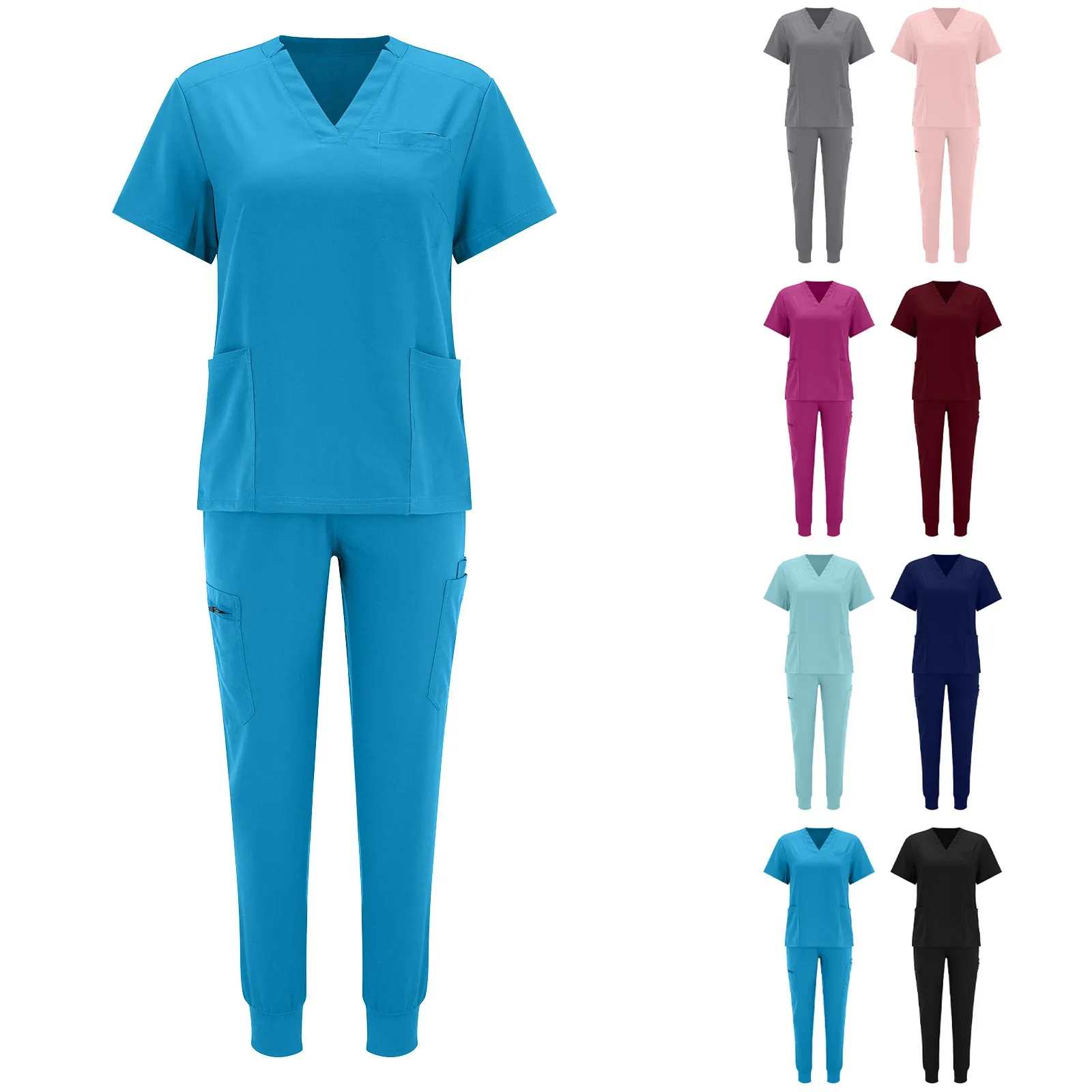 Solid Color Beauty Salon Nursing Uniform Jogging Pants Spa Uniform