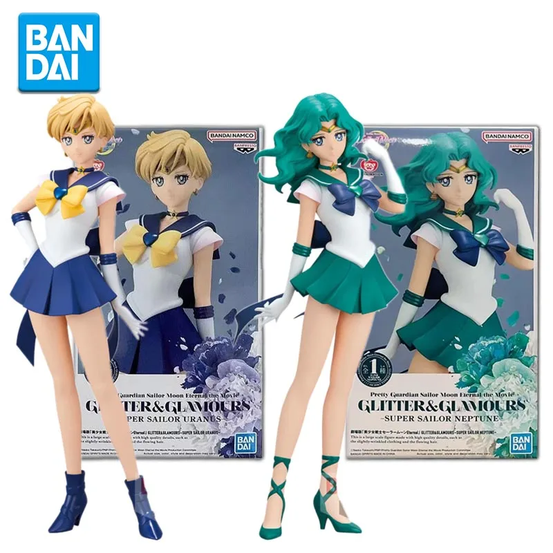 

Bandai Genuine Sailor Moon Anime Figure Toys Shining Charm Tenoh Haruka Kaiou Michiru Action Model Desk Decoration Kids Gifts