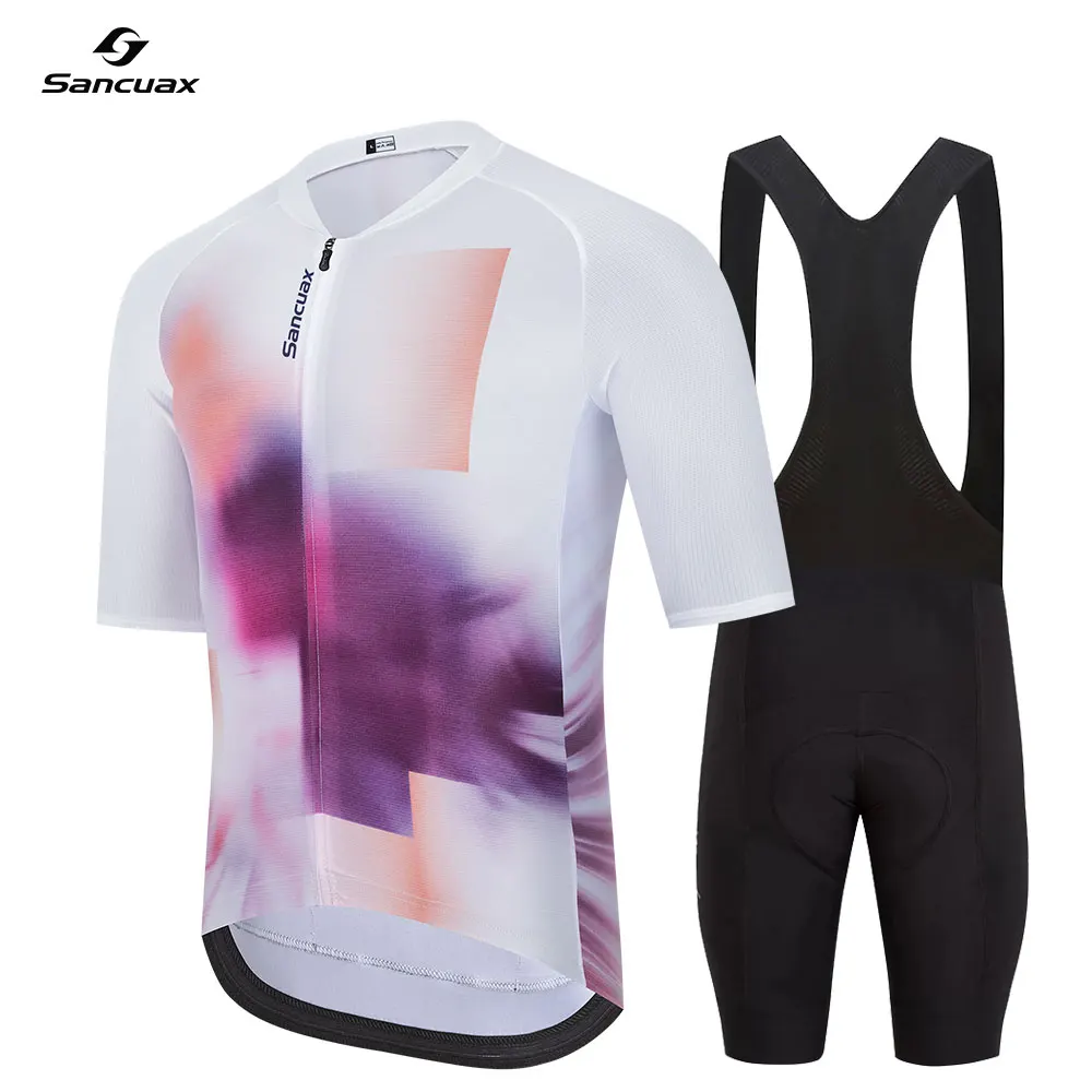 SANCUAX Men's Cycling Jersey Set, Summer Short Sleeve Breathable Road Bike Bicycle Clothing Ropa Ciclismo Maillot