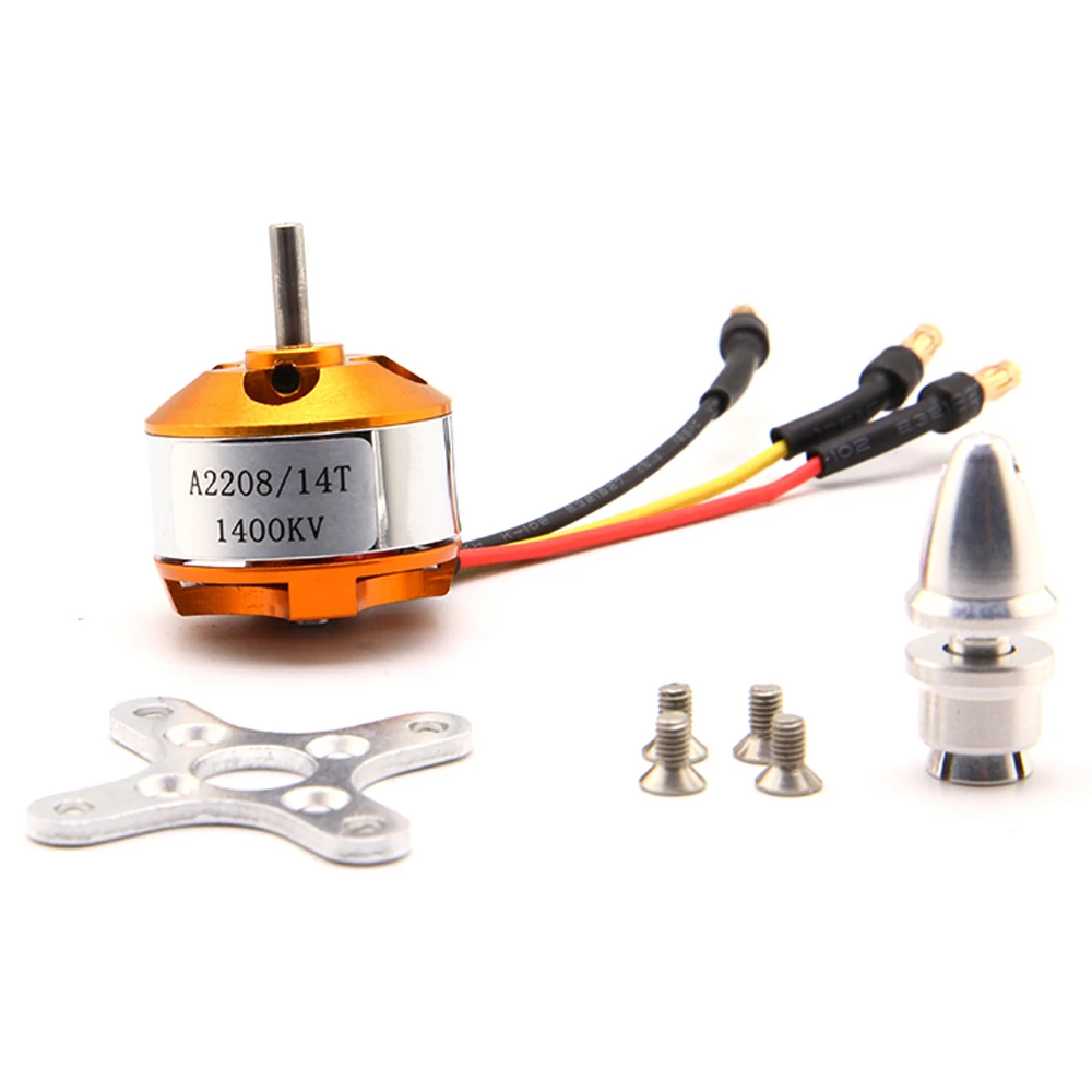 Moteur brushless A2208, ESC 30A et hélice 1045 prêts à être montés