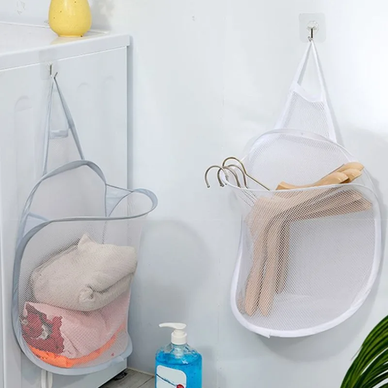 1PC Mesh Laundry Basket Storage Box Bathroom Wall Mounted Design Durable Mesh Fabric Very Suitable for Storing Dirty Clothes